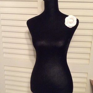 Vintage White Fabric Rose Brooch